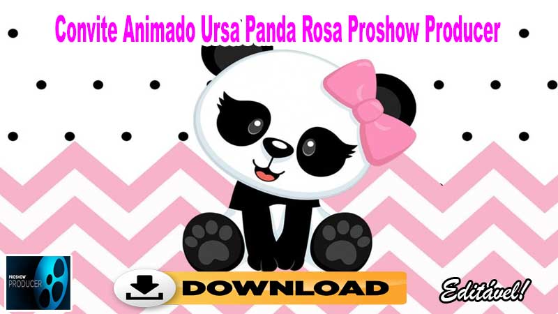 Convite Animado Ursa Panda Rosa Proshow Producer